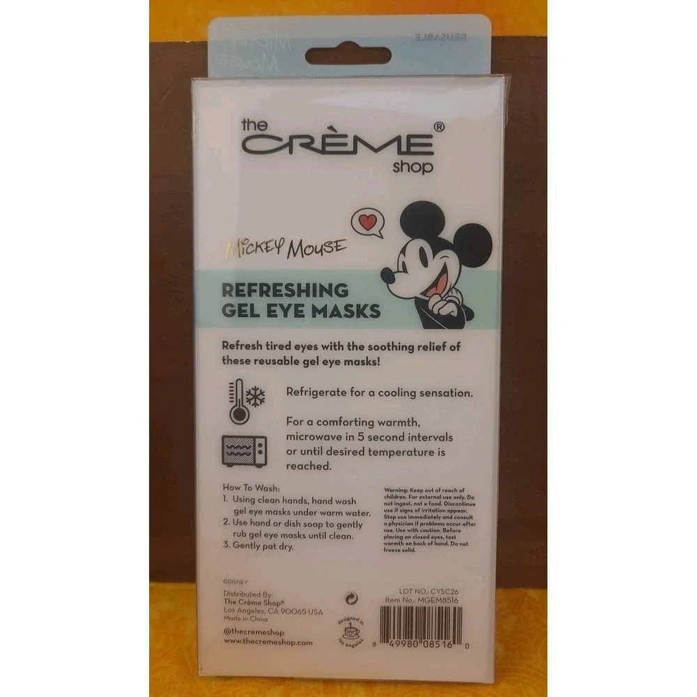 The Creme Shop‎ Mickey Mouse Reusable Refreshing Gel Eye Masks Chill or Warm NIP